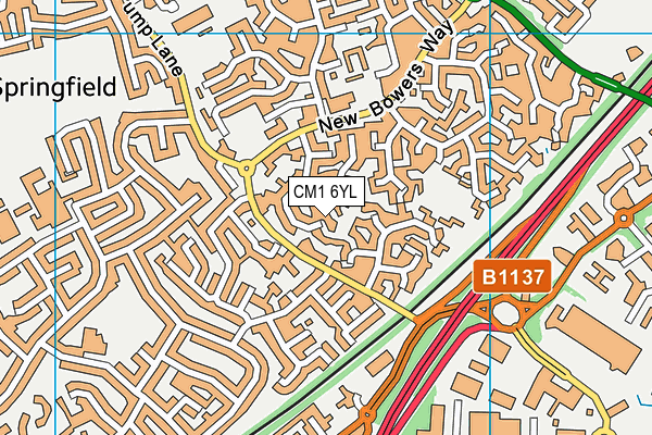 CM1 6YL map - OS VectorMap District (Ordnance Survey)