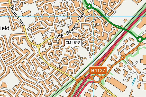 CM1 6YS map - OS VectorMap District (Ordnance Survey)