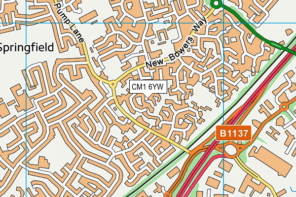 CM1 6YW map - OS VectorMap District (Ordnance Survey)