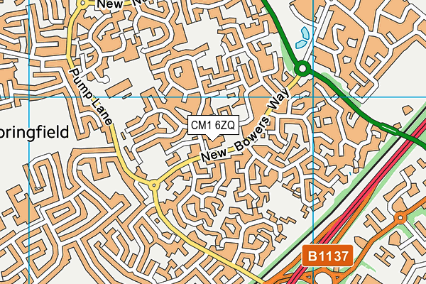New Bowers Way map (CM1 6ZQ) - OS VectorMap District (Ordnance Survey)