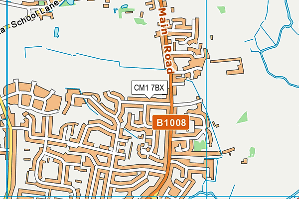 CM1 7BX map - OS VectorMap District (Ordnance Survey)
