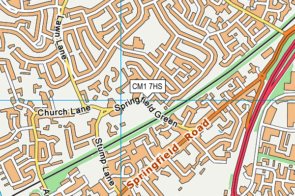 CM1 7HS map - OS VectorMap District (Ordnance Survey)