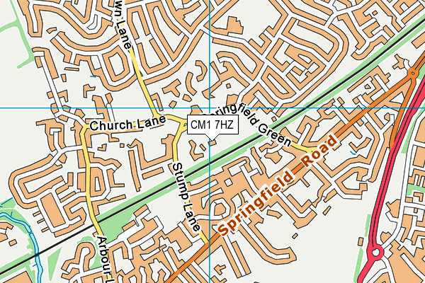 CM1 7HZ map - OS VectorMap District (Ordnance Survey)