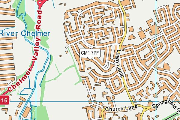 CM1 7PF map - OS VectorMap District (Ordnance Survey)