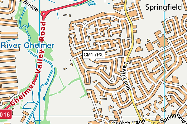 CM1 7PX map - OS VectorMap District (Ordnance Survey)