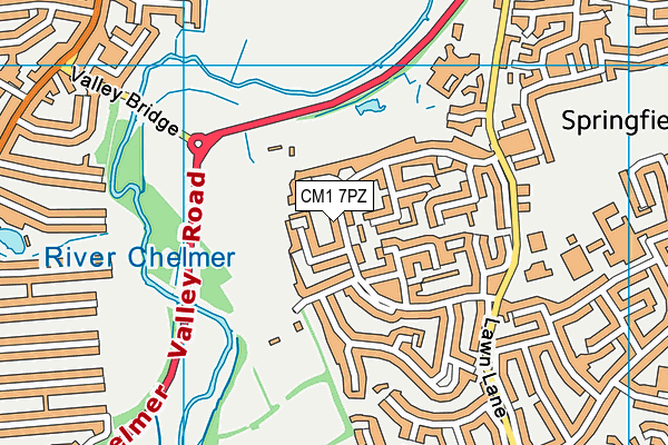 CM1 7PZ map - OS VectorMap District (Ordnance Survey)