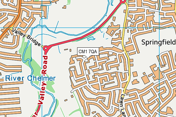 CM1 7QA map - OS VectorMap District (Ordnance Survey)