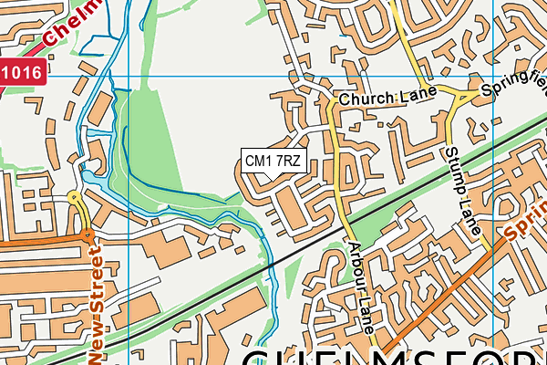 CM1 7RZ map - OS VectorMap District (Ordnance Survey)