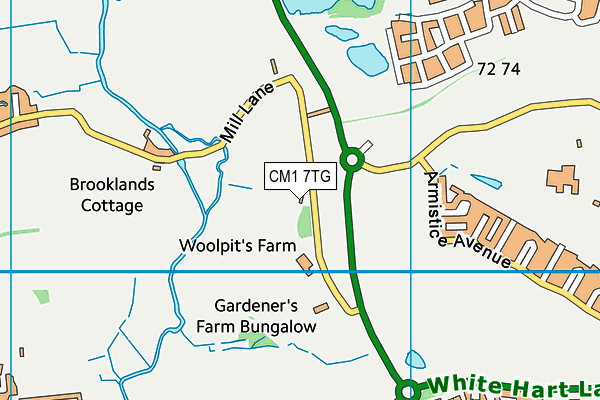 CM1 7TG map - OS VectorMap District (Ordnance Survey)