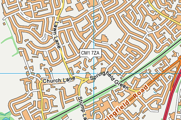 CM1 7ZA map - OS VectorMap District (Ordnance Survey)