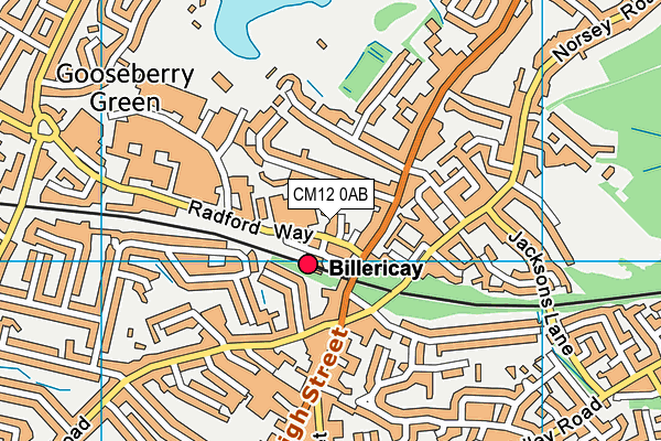 CM12 0AB map - OS VectorMap District (Ordnance Survey)