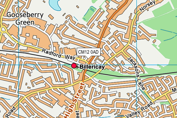 CM12 0AD map - OS VectorMap District (Ordnance Survey)