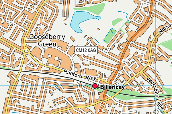 CM12 0AG map - OS VectorMap District (Ordnance Survey)