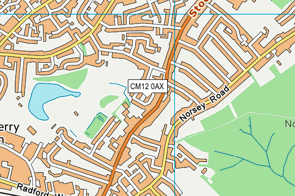 CM12 0AX map - OS VectorMap District (Ordnance Survey)