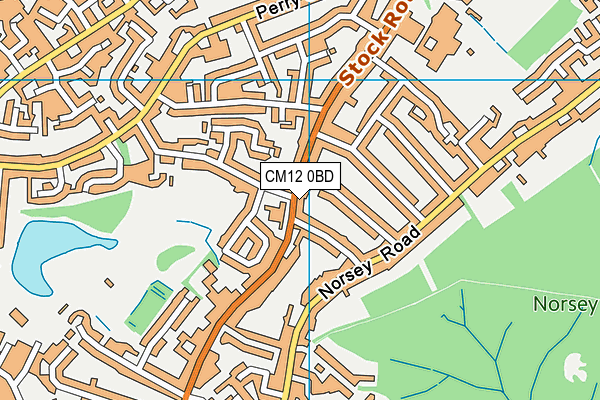 CM12 0BD map - OS VectorMap District (Ordnance Survey)