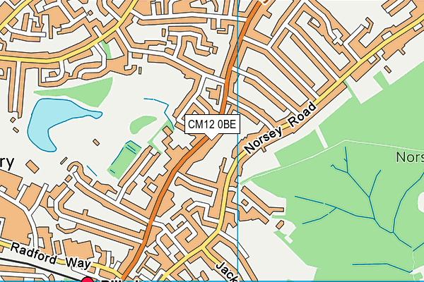 CM12 0BE map - OS VectorMap District (Ordnance Survey)