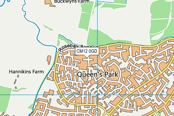 CM12 0GD map - OS VectorMap District (Ordnance Survey)