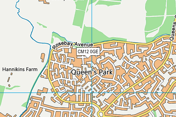 CM12 0GE map - OS VectorMap District (Ordnance Survey)