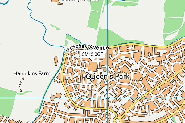 CM12 0GF map - OS VectorMap District (Ordnance Survey)