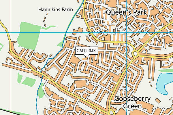 CM12 0JX map - OS VectorMap District (Ordnance Survey)