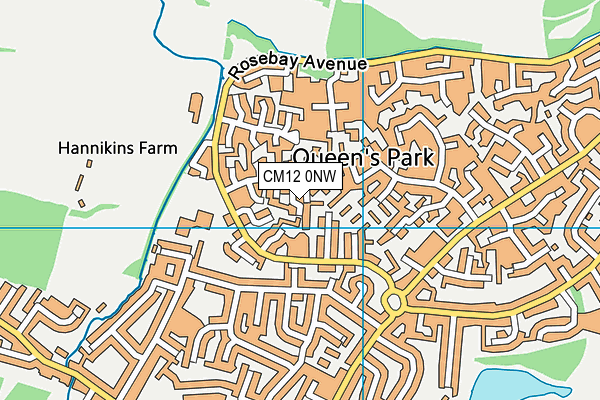CM12 0NW map - OS VectorMap District (Ordnance Survey)