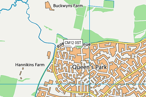 CM12 0ST map - OS VectorMap District (Ordnance Survey)