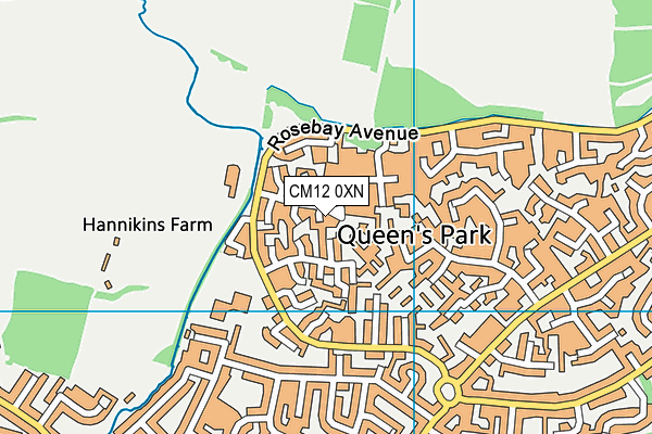 CM12 0XN map - OS VectorMap District (Ordnance Survey)