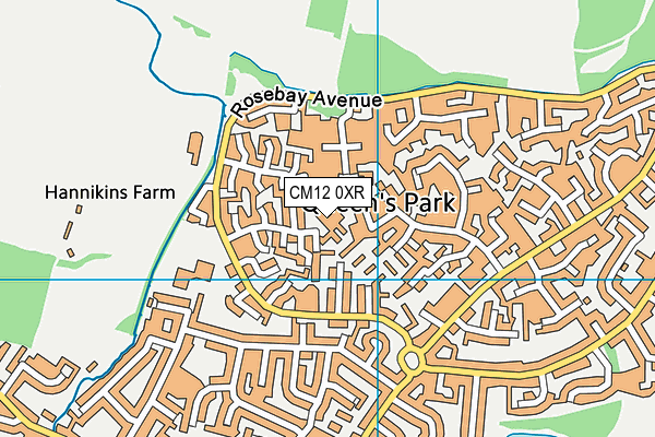 CM12 0XR map - OS VectorMap District (Ordnance Survey)