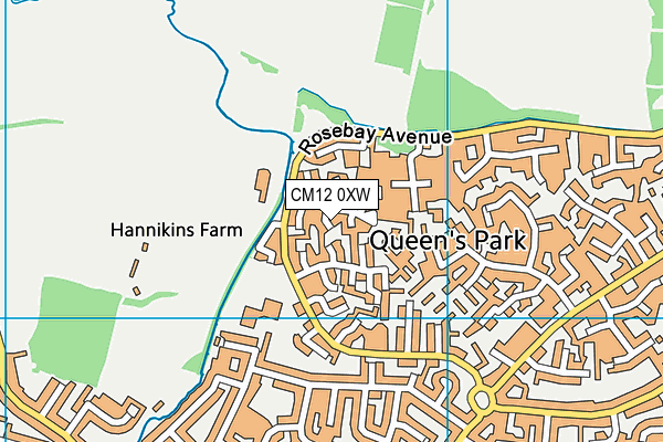 CM12 0XW map - OS VectorMap District (Ordnance Survey)