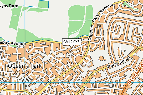 CM12 0XZ map - OS VectorMap District (Ordnance Survey)
