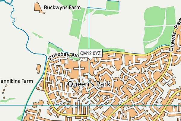 CM12 0YZ map - OS VectorMap District (Ordnance Survey)