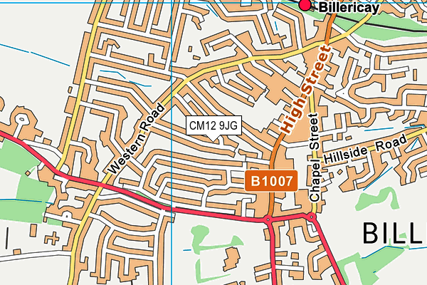 CM12 9JG map - OS VectorMap District (Ordnance Survey)