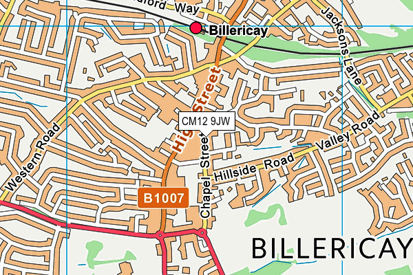 CM12 9JW map - OS VectorMap District (Ordnance Survey)