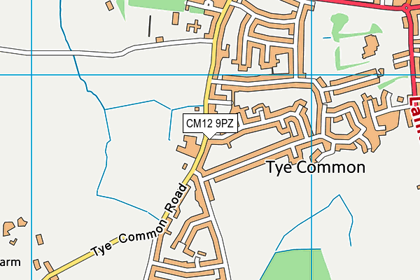 CM12 9PZ map - OS VectorMap District (Ordnance Survey)