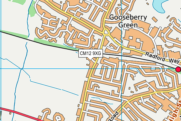 CM12 9XG map - OS VectorMap District (Ordnance Survey)