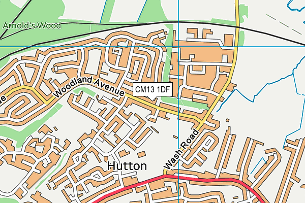 CM13 1DF map - OS VectorMap District (Ordnance Survey)