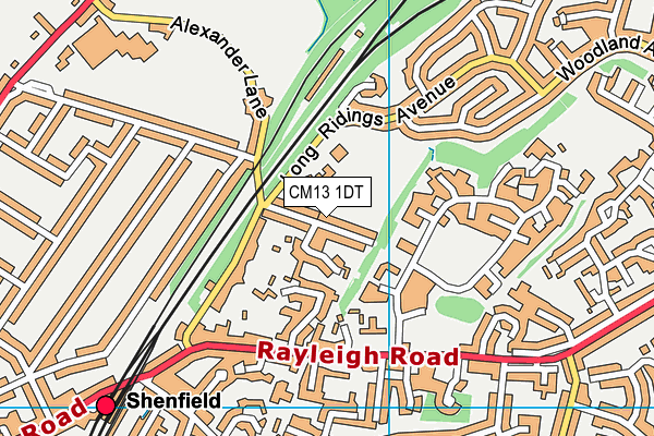 CM13 1DT map - OS VectorMap District (Ordnance Survey)