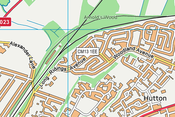 CM13 1EE map - OS VectorMap District (Ordnance Survey)