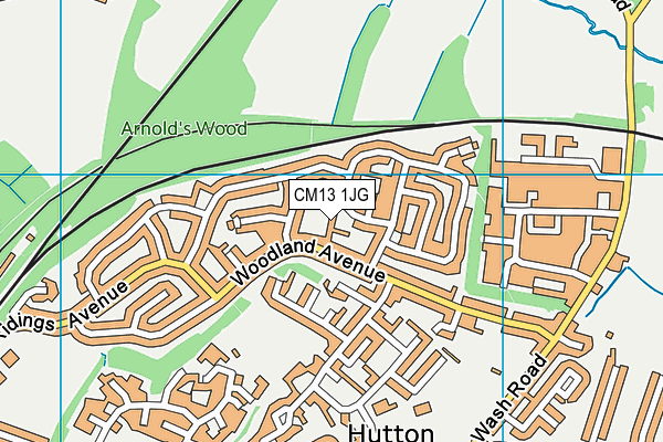 CM13 1JG map - OS VectorMap District (Ordnance Survey)
