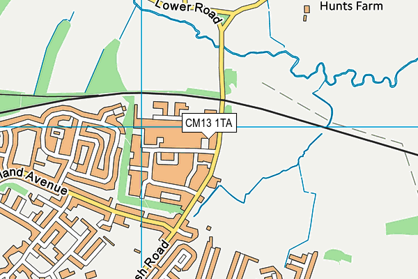 CM13 1TA map - OS VectorMap District (Ordnance Survey)