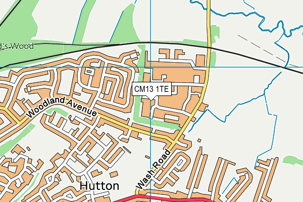 CM13 1TE map - OS VectorMap District (Ordnance Survey)