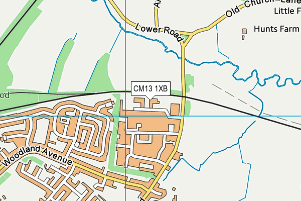 CM13 1XB map - OS VectorMap District (Ordnance Survey)