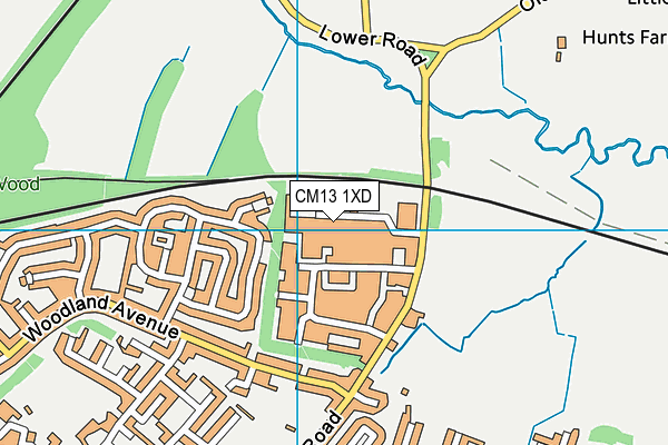 CM13 1XD map - OS VectorMap District (Ordnance Survey)
