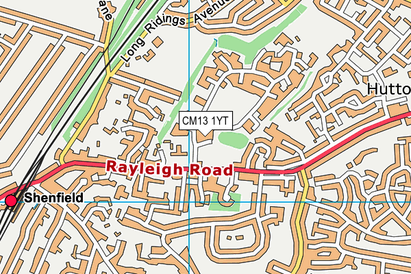 CM13 1YT map - OS VectorMap District (Ordnance Survey)