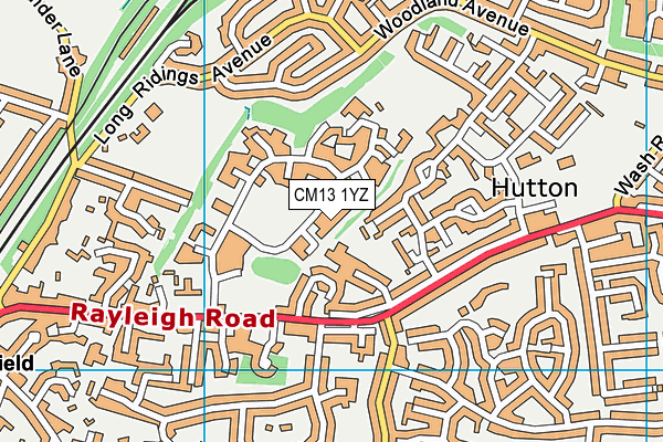 CM13 1YZ map - OS VectorMap District (Ordnance Survey)