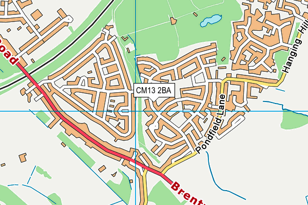 CM13 2BA map - OS VectorMap District (Ordnance Survey)
