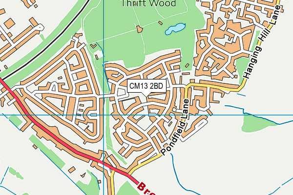 CM13 2BD map - OS VectorMap District (Ordnance Survey)