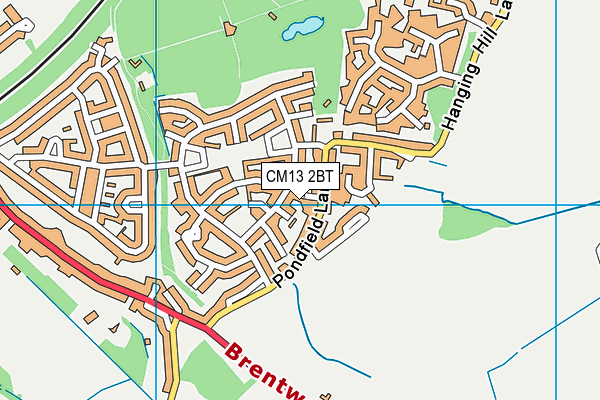 CM13 2BT map - OS VectorMap District (Ordnance Survey)