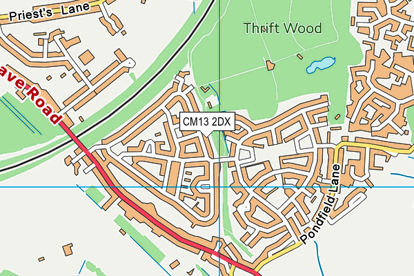 CM13 2DX map - OS VectorMap District (Ordnance Survey)