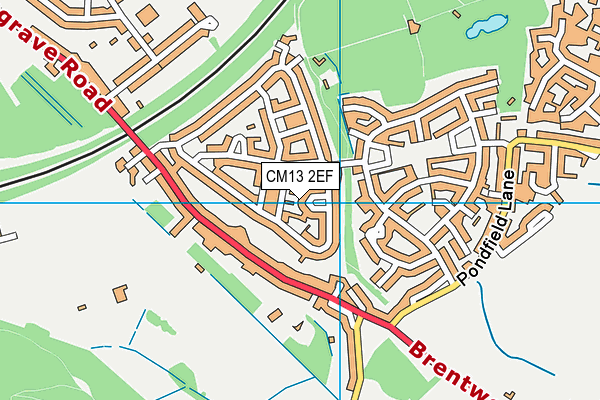 CM13 2EF map - OS VectorMap District (Ordnance Survey)